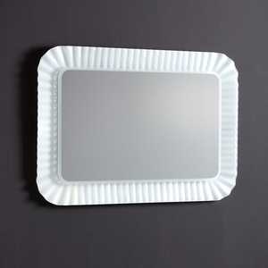 <b>LED</b> <b>Mirror</b> with Wavy White Fused Glass Frame 94x68 <b>Mirror</b> with <b>LED</b> <b>Lighting</b> - Product Image 3