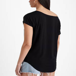 Camiseta de algodón de manga corta con logotipo personalizado para mujer, Camiseta lisa de alta calidad con logotipo bordado, superventas 2024 - Product Image 2