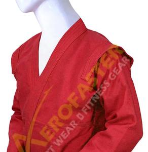 Sambo แจ็กเก็ตผ้าฝ้าย100% แดงออกแบบโลโก้ได้ตามต้องการสำหรับฝึกศิลปะการต่อสู้-นิ่มกันน้ำออกแบบได้ทั้งชายและหญิงสำหรับคาราเต้เทควันโด - Product Image 3