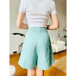 Pantalones cortos de lino informales para mujer, pantalones cortos de entrenamiento de gimnasio, pantalones cortos de algodón, pantalones cortos de cintura alta para mujer, pantalones cortos deportivos para mujer - Product Image 4