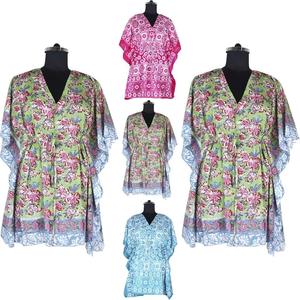 Vestido liso Silk Beach Resort Wear Batik Long Kaftan Tallas grandes Ropa de dormir para mujer - Product Image 4