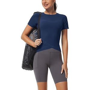 Chemise de protection solaire à manches courtes pour femmes Rash Guard UPF 50 + et chemise de compression pour entraînement de yoga et de gymnastique pour femmes - Product Image 4