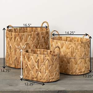 Hot Selling New Design Woven <b>Storage</b> Baskets Set of 3 Rectangle Water Hyacinth Direct Wholesale From HNH Craft Vietnam - Product Image 4