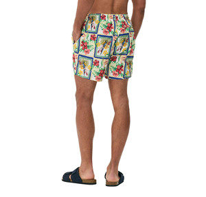 Short de plage en spandex extensible dans les 4 sens personnalisé pour hommes, anti-rides, caractéristique solide, motif imprimé du logo sur le devant, service OEM disponible - Product Image 3