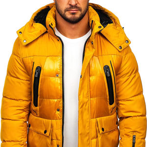 เสื้อแจ็คเก็ตพัฟเฟอร์ผู้ชายสไตล์ไฮสตรีทสีเหลือง ผ้าแคนวาส ราคาโรงงาน คุณภาพสูง กันน้ำ กันลม สวมใส่สบาย - Product Image 1