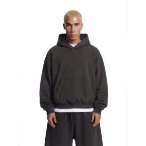 Sudadera Corta Z25 Color Gris Volcánico - 530GSM, Jersey Orgánico con Forro Polar, Diseño Desgastado, Bordado 3D, 500gsm, Lavado Ácido - Product Image 1