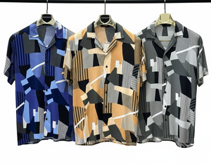 Camisa de manga corta para hombre con estampado moderno – Corte relajado, tela ligera, diseño elegante de verano para uso informal, atuendo festivo - Product Image 4