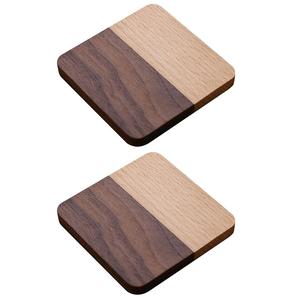 Vente en gros de sous-verres en bois de noyer de forme carrée écologique naturelle de taille personnalisée pour boissons café thé. - Product Image 2