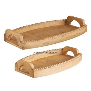 ถาดไม้สำหรับโรงแรมและเครื่องครัวร้านอาหารถาดเสิร์ฟทำจากไม้รูปทรงกลมคริสตัลใส - Product Image 4