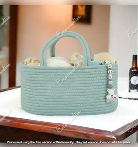 Panier à langer pour bébé en corde de coton mignon avec coussin à langer doux pour bébé Table à langer de voyage supplémentaire Topper Boho Nursery Decor - Product Image 6