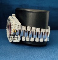 Reloj de Lujo Personalizado de Fábrica con Diamantes Engastados, Automático, de Acero Inoxidable para Hombre, Completamente Cubierto de Diamantes Cultivados en Laboratorio, Mecánico de Dos Tonos