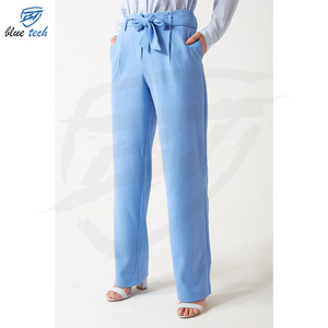 Pantalons décontractés pour femmes, longueur entière, fabrication OEM personnalisée, poches, taille mi-haute, devant plat, séchage rapide, polyester/coton, streetwear - Product Image 5