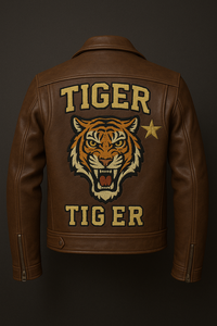 Veste en cuir véritable anti-UV à manches longues pour homme, style motard vintage personnalisé, surdimensionnée, unique, avec patchs brodés, dernière collection des années 80 - Product Image 5