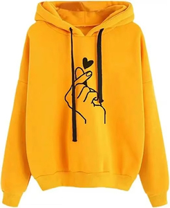 Sweat à capuche imprimé pour femmes, pull en molleton de coton de couleur unie pour l'hiver, design décontracté, nouvel arrivage - Product Image 5
