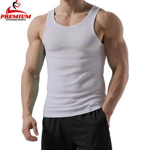 Venta al por mayor de alta calidad de los hombres Fitness chaleco acanalado camiseta gimnasio al aire libre correr deportes llano entrenamiento transpirable hombres camisetas sin mangas - Product Image 4