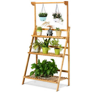 Smart <b>Bookcase</b> with <b>Ladder</b> Design Versatile Pot and Planter Rack - Product Image 4
