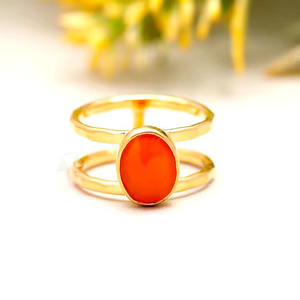 แหวนอัญมณีรูปวงรีชุบทองโรเดียม14K ทำด้วยมือสีเงินสเตอร์ลิงสีส้มโอนิกซ์925สำหรับงานแต่งงานขายส่ง - Product Image 4