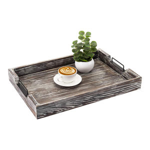 Luxury <b>Pine</b> Wood Serving Tray with Metal Handles for Bar Restaurant Hotel Use Sustainable Wooden Trays Direct Factory Price - Product Image 1