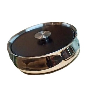 Tazón de servicio doble para el hogar, tazón de fruta decorativo de acero inoxidable, color negro, diseño moderno, impresionante - Product Image 1