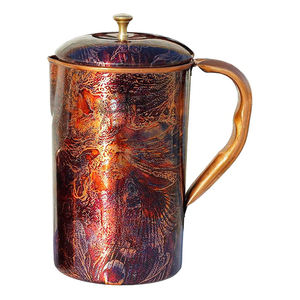 Leafy Design Handmade Printed Copper Jug Multi Color Painted <b>with</b> Printed Selling Kitchen Accessories Copper Jugs <b>Mugs</b> Available - Product Image 3