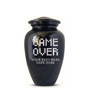Game Over Pixel Grande Urne de crémation humaine pour les cendres adultes Hommes Femmes Urne gravée en aluminium avec nom Noir Taille personnalisée - Product Image 4