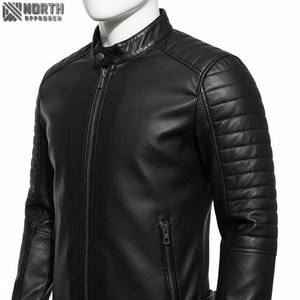 Blouson aviateur unisexe court et lavable personnalisé en cuir PU col montant ample hiver teint uni imperméable coupe-vent - Product Image 3