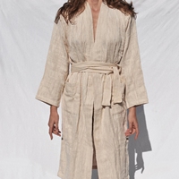 Batas de Spa Unisex ligeras Kimono transpirable Albornoz de lino y algodón para hombres y mujeres