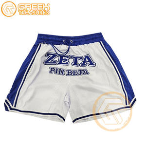 100% poliéster bordado transpirable venta al por mayor personalizado Zeta Phi Beta mujeres pantalones cortos Sorority ropa fraternidad malla pantalones cortos - Product Image 4