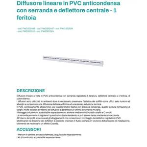 Difusor Lineal Tecnosystemi Anticondensación de PVC con Amortiguador y Deflector Central, Rejilla de 1 Ranura y Rejilla de Ventilación - Product Image 4