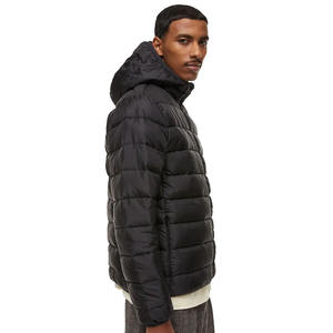 แจ็กเก็ตบอลทรงพองสำหรับผู้ชายสีดำคอลเลอร์มีฮู้ดติดสำหรับใส่ในฤดูหนาว - Product Image 2