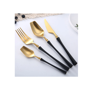 Couverts en acier inoxydable plaqué or couteau cuillère et fourchette miroir polissage argenterie ensemble de couverts - Product Image 4