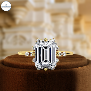 Anillo de Compromiso con Diamante Cultivado en Laboratorio de 1 Quilate, Corte Esmeralda, Anillo de Boda con Engaste en Racimo, Oro Sólido de 14K, Anillo Nupcial Certificado por IGI - Product Image 3