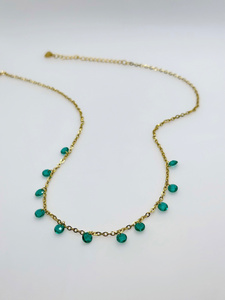 Moda verano esencial estilo Simple mujer 18K chapado en oro gargantilla collar turquesa diamantes cuentas 18K chapado en oro - Product Image 3
