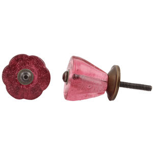 Boutons de tiroir tulipe en verre rose faits à la main, poignées de porte d'armoire de cuisine 3.17 cm TGK-01 - Product Image 2