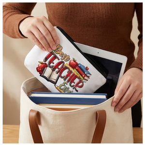 Trousse de toilette à fermeture éclair pour maquillage et papeterie, motif livre, pour cadeau et usage scolaire, 22x13.5cm - Product Image 5