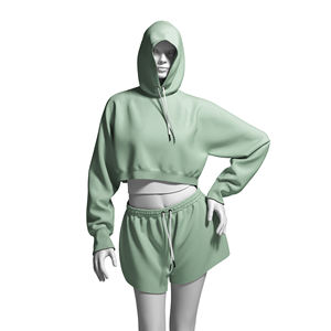 Ensemble sweat-shirt et short pour femmes, deux pièces, vêtements de détente décontractés, survêtement, tenue de mode estivale pour la salle de sport, la course à pied, vêtements de sport, oem odm - Product Image 1