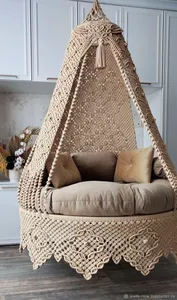 Fauteuil suspendu en macramé tissé à la main de qualité supérieure au meilleur prix d'Isar International pour le salon et la chambre à coucher, décoration intérieure - Product Image 5