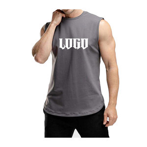 Cantidad a granel OEM al por mayor de los hombres camiseta sin mangas de talla grande transpirable verano gimnasio Fitness chaleco sin mangas de entrenamiento camiseta con logotipo - Product Image 1
