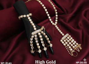 Haute or Antique Hath Panja pour femmes élégant bijoux de main de mariée traditionnel indien fête porter des accessoires - Product Image 4