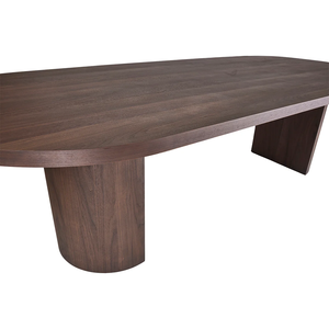 Table à manger de restaurant moderne de style européen en bois fini noyer avec pied en bois Anton - Product Image 5