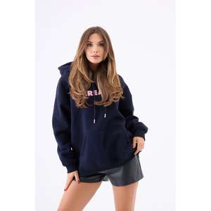 Sweat-shirt surdimensionné 7524 - Tissu tricoté respirant bleu marine, confortable et élégant - Product Image 2