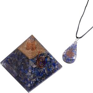 Lapis Lazuli Orgonite Pyramide Pendentif Chakra Cristal Orgone avec Style Feng Shui pour la décoration de la maison et l'utilisation de la mascotte - Product Image 6