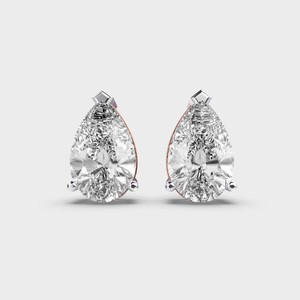 IGI Certified Lab Grown Pear Cut Diamond Stud Earrings 14K Yellow / White / Rose Gold Solitaire Pear Diamond Earrings - Product Image 1