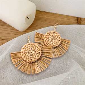 Pendientes de Perlas Tejidas de Ratán Vintage de Vietnam - Unisex, Regalo de Compromiso, Boda, Fiesta para Mujer, JOLENE - Product Image 2