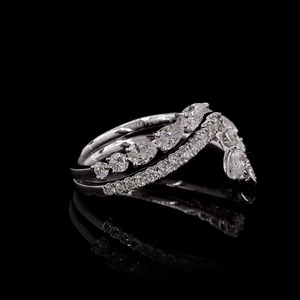 แหวนหมั้นเพชรขนาด1.43กะรัตดีไซน์รูปร่างแบบผสมสี E-F ใส VVS-VS 14K สีขาวทอง14K เครื่องประดับที่ผ่านการรับรอง - Product Image 6