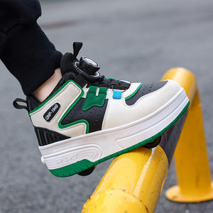 Zapatillas Deportivas Infantiles <span class=keywords><strong>Mustang</strong></span> de Doble Función con Ruedas Retráctiles Ocultas, Suela Antideslizante, Color Verde y Blanco, Suela Deportiva Informal para Turquía - Product Image 2