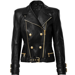 Chaqueta de Motocicleta de Cuero para Mujer, Cómoda, Transpirable, Antiarrugas, Impermeable, Ecológica, de Primera Calidad, Ligera, para Invierno - Product Image 1