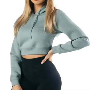 Venta al por mayor logotipo personalizado Streetwear pulóver gimnasio señoras Casual mujeres Crop Sudadera con capucha sudaderas con capucha de las mujeres - Product Image 1
