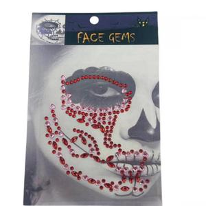 Adesivo gemma mezza faccia di HALLOWEEN-teschio di cristallo con cornice in pizzo ragno decorazione 02 # decorazione per il trucco 61757 - Product Image 1