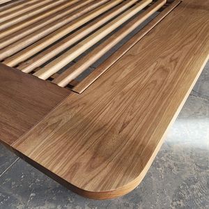 Modern Solid Teak Wood <b>Platform</b> <b>Bed</b> Frame with Slatted <b>Base</b> Minimalist Bedroom Furniture Manufacturer Supplier - Product Image 3